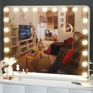 MARZTEC large vanity makeup mirror w/ lights, 39.4x31.5” 3 color modes, usb